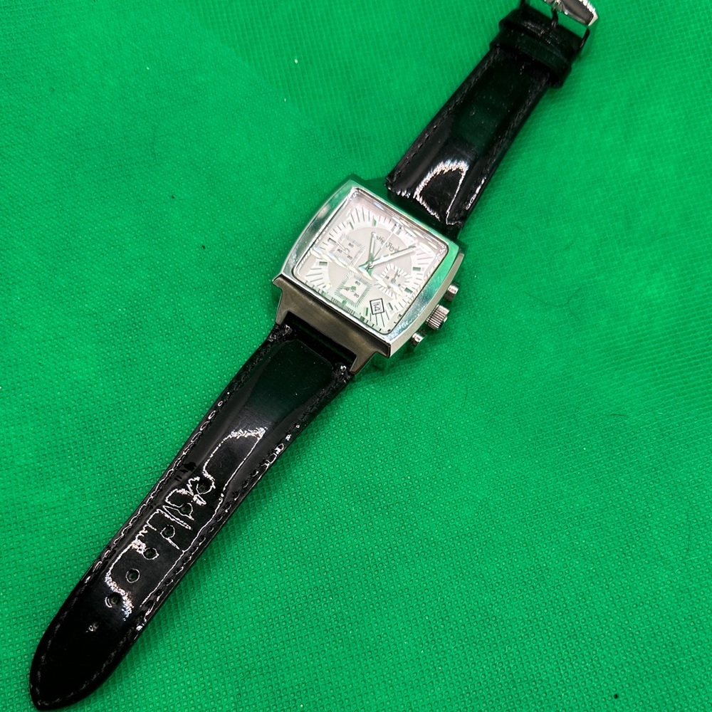 Women’s Cynthia Rowley Chronograph Black Leather Strap Watch